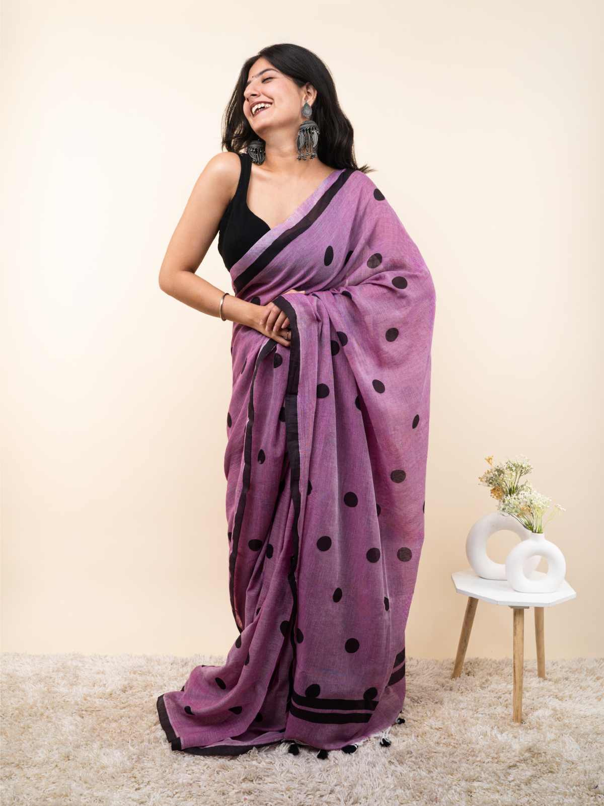 Boond Khadi cotton Saree