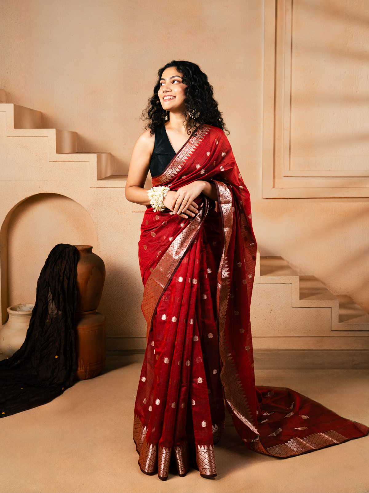 Ambar Jaal Banarasi Cotton Saree