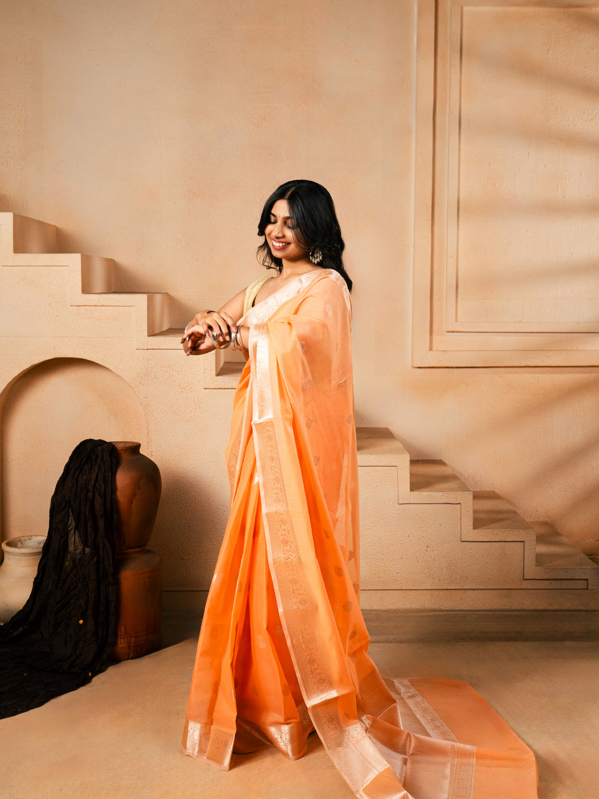 Pure Gold Banarasi Cotton Silk Saree