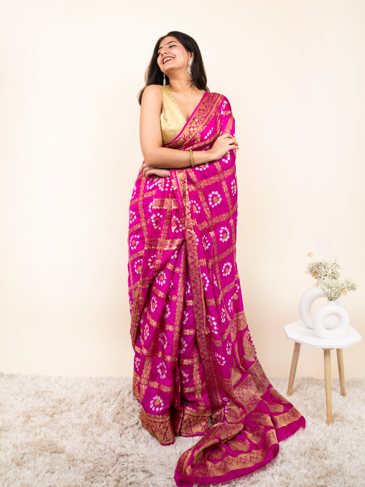 Gulbandh Bandhani Cotton Silk Saree