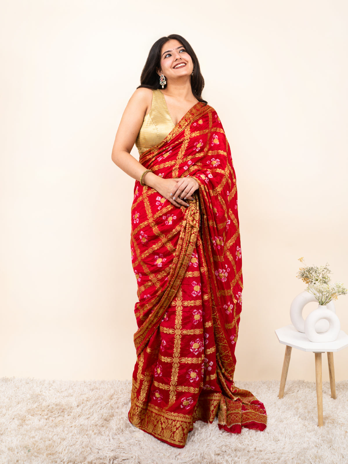 Rangdhora Bandhani Cotton Silk Saree