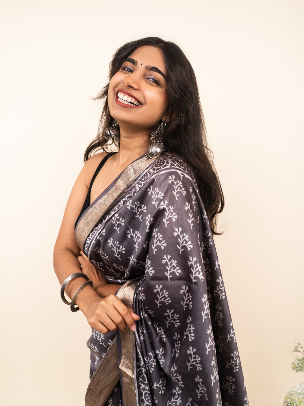 Deep Sky Drape Maheshwari Cotton Silk Saree