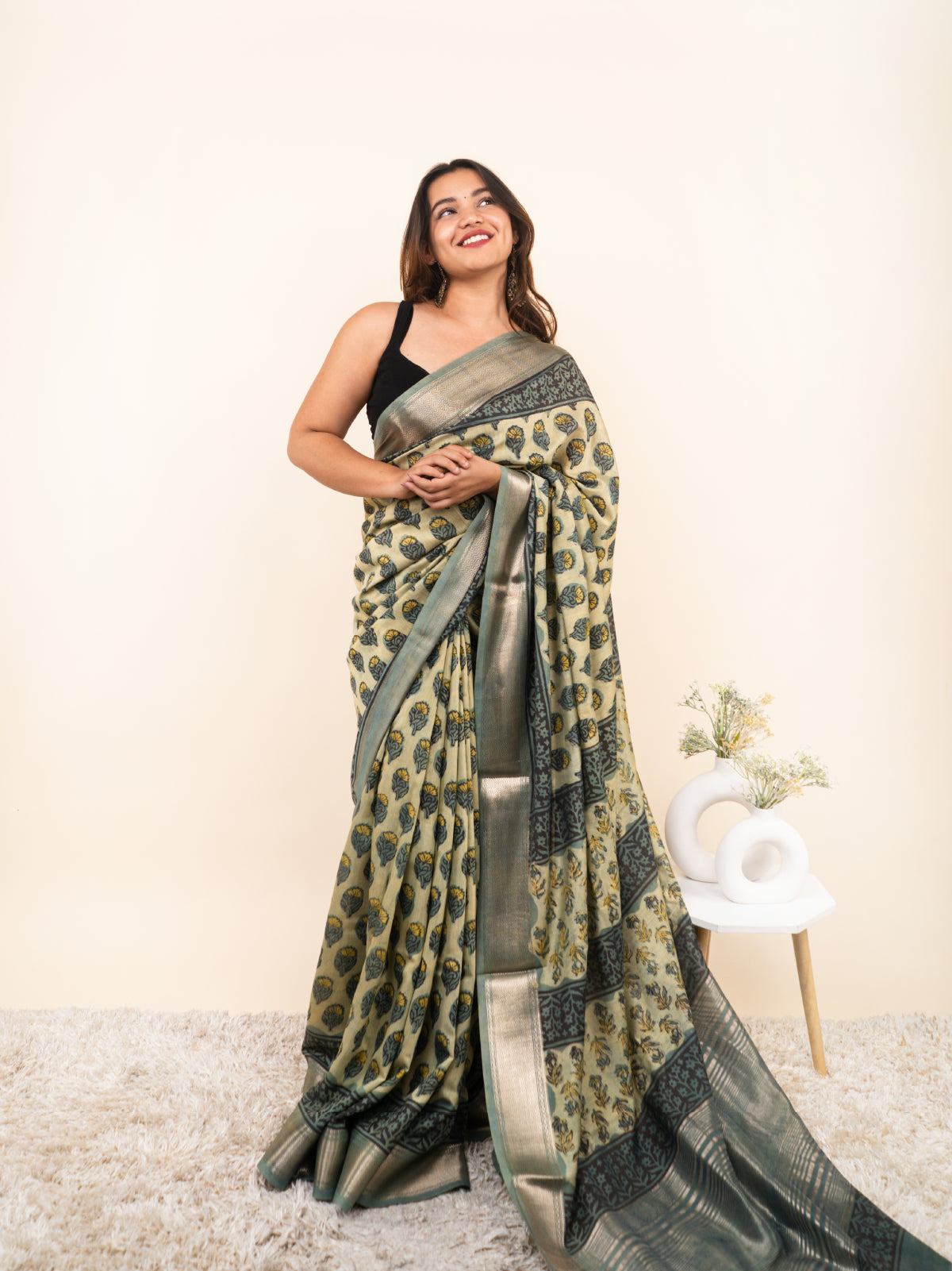 Chandni Neel Maheshwari Cotton Silk Saree