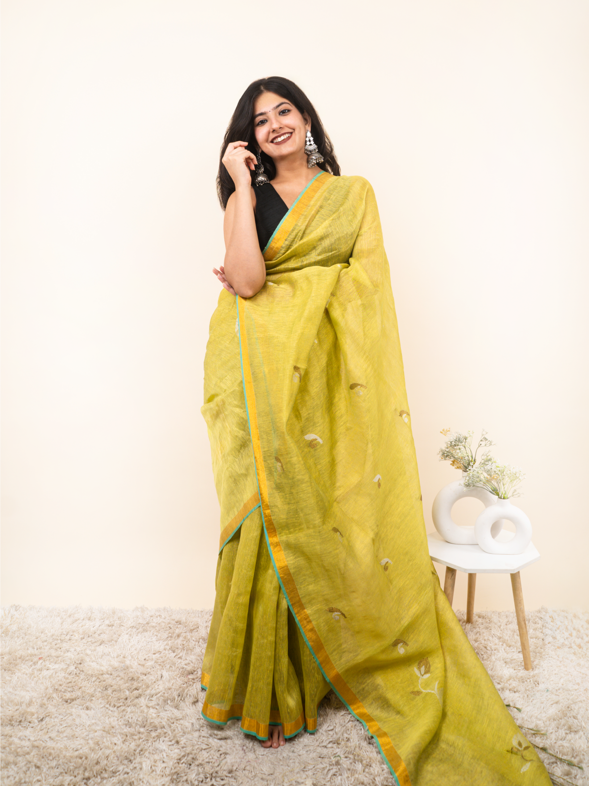 Lightwoven Linen Tissue Saree