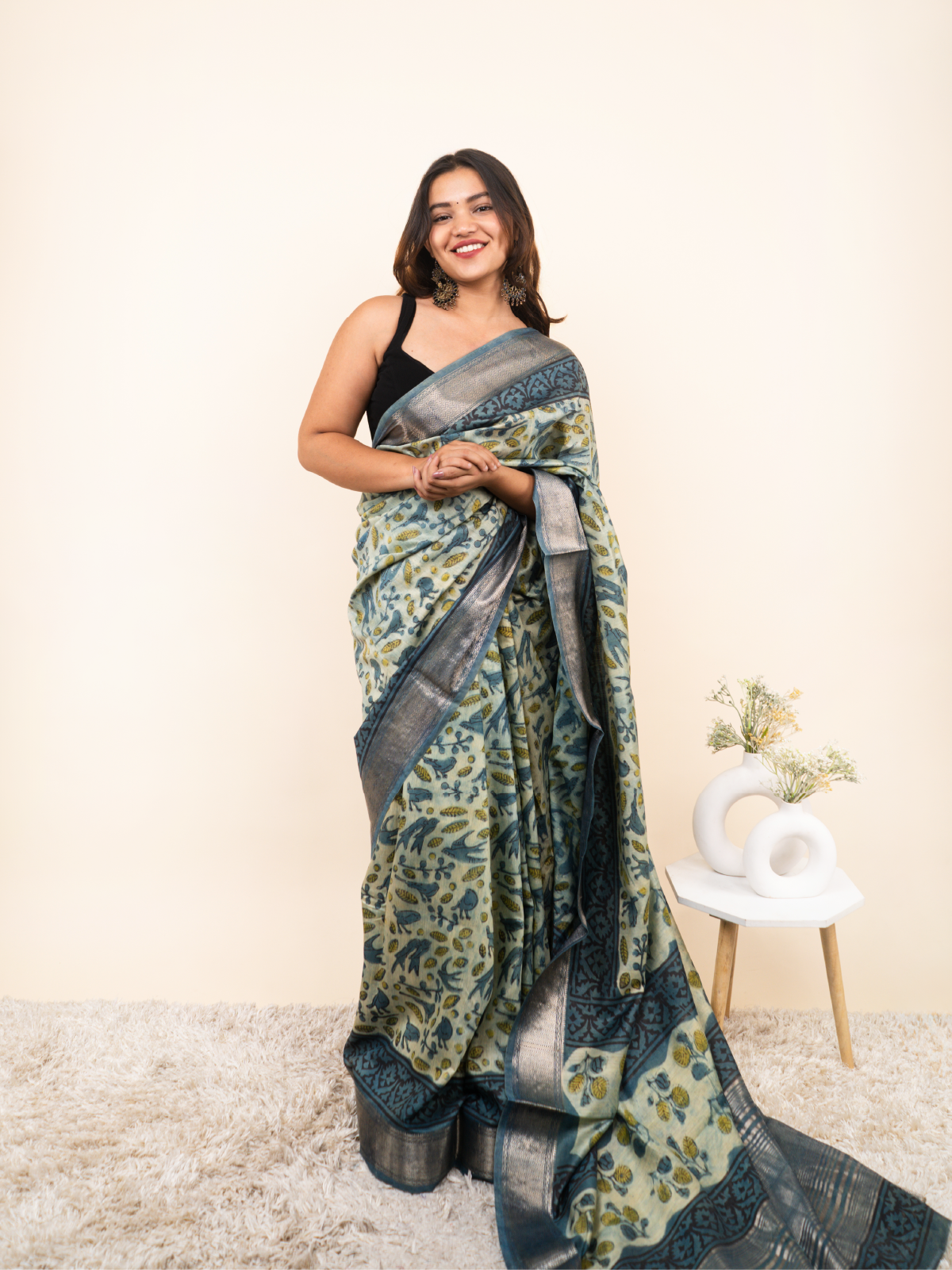 Noorani Jhalak Maheshwari Cotton Silk Saree