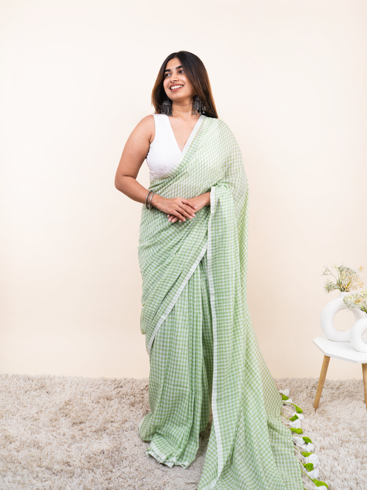 Aangan Green Mulmul Saree