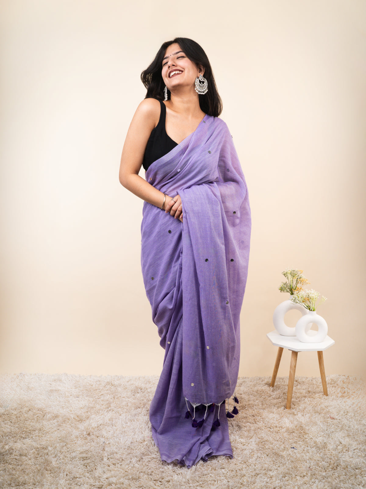 Lavender Khadi Cotton Saree