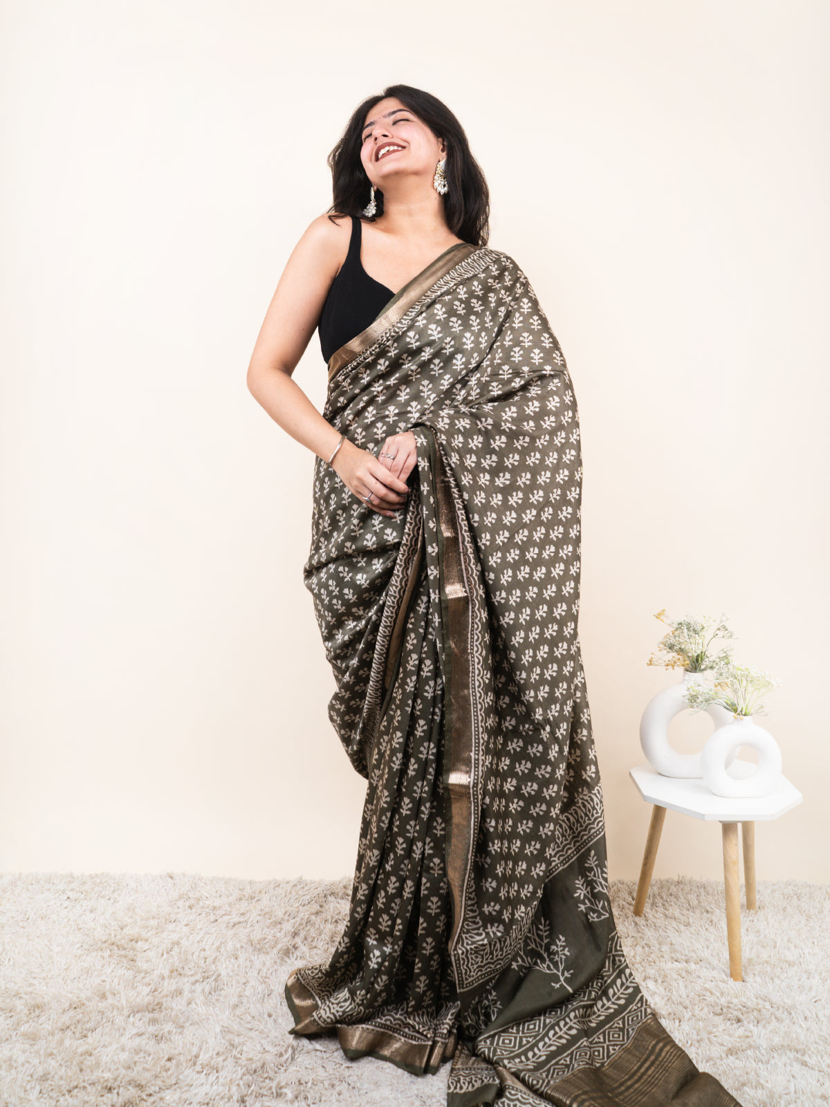 Noir Maheshwari Cotton Silk Saree