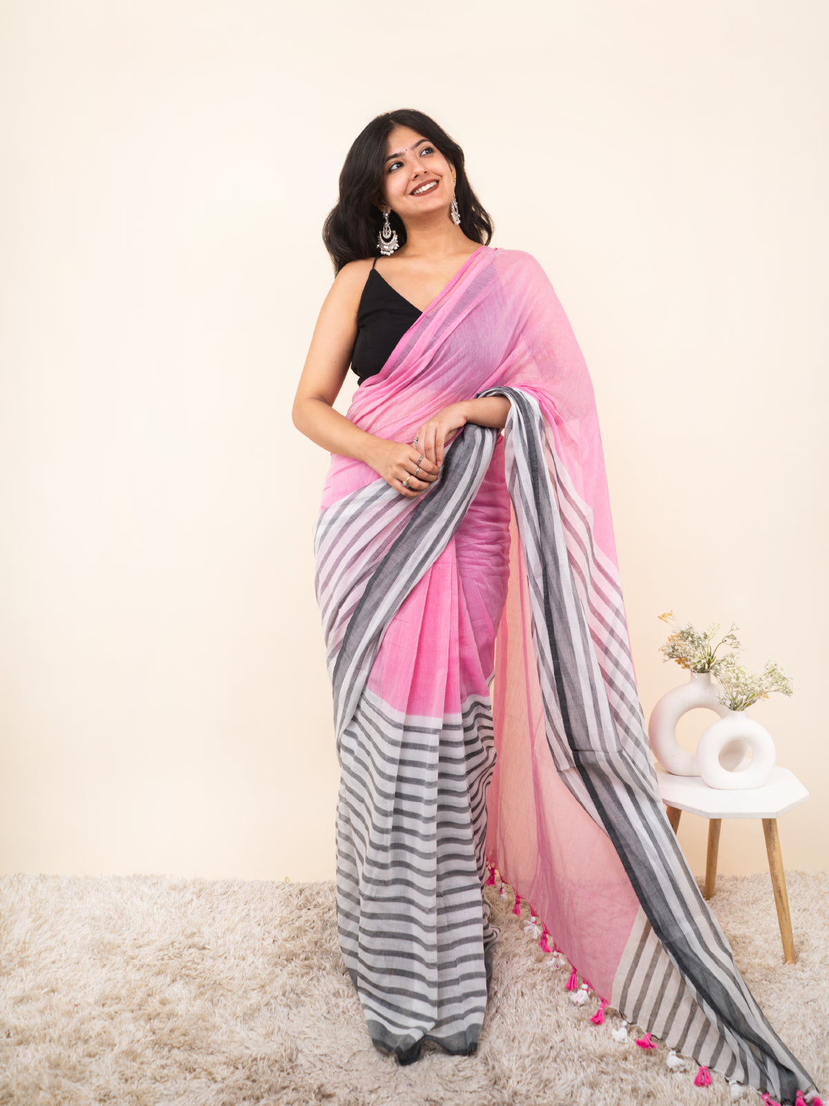 Rosy Threads Mulmul Saree