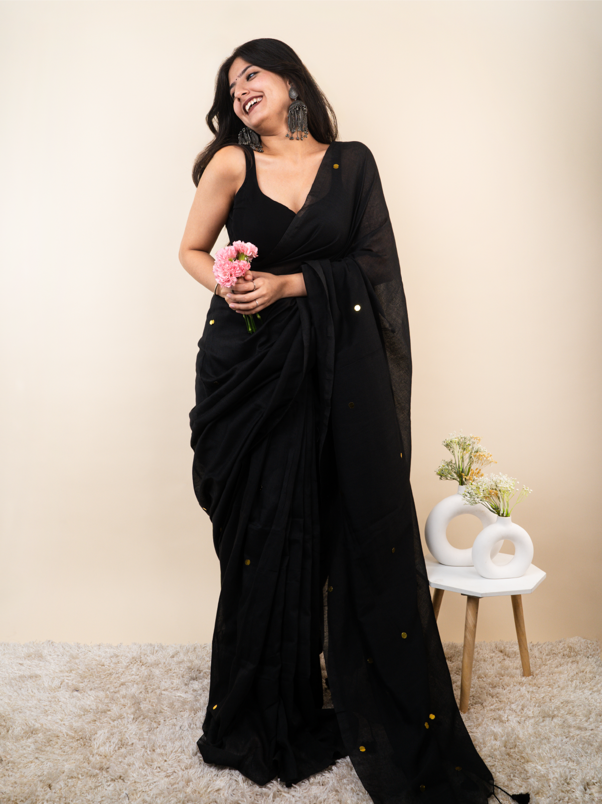 Midnight Khadi Cotton Saree