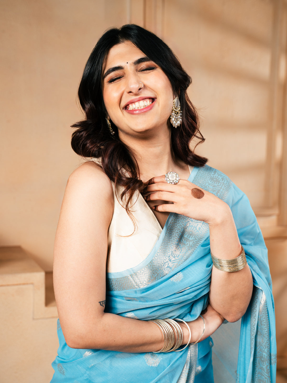 Sky Flower Banarasi Cotton Silk Saree