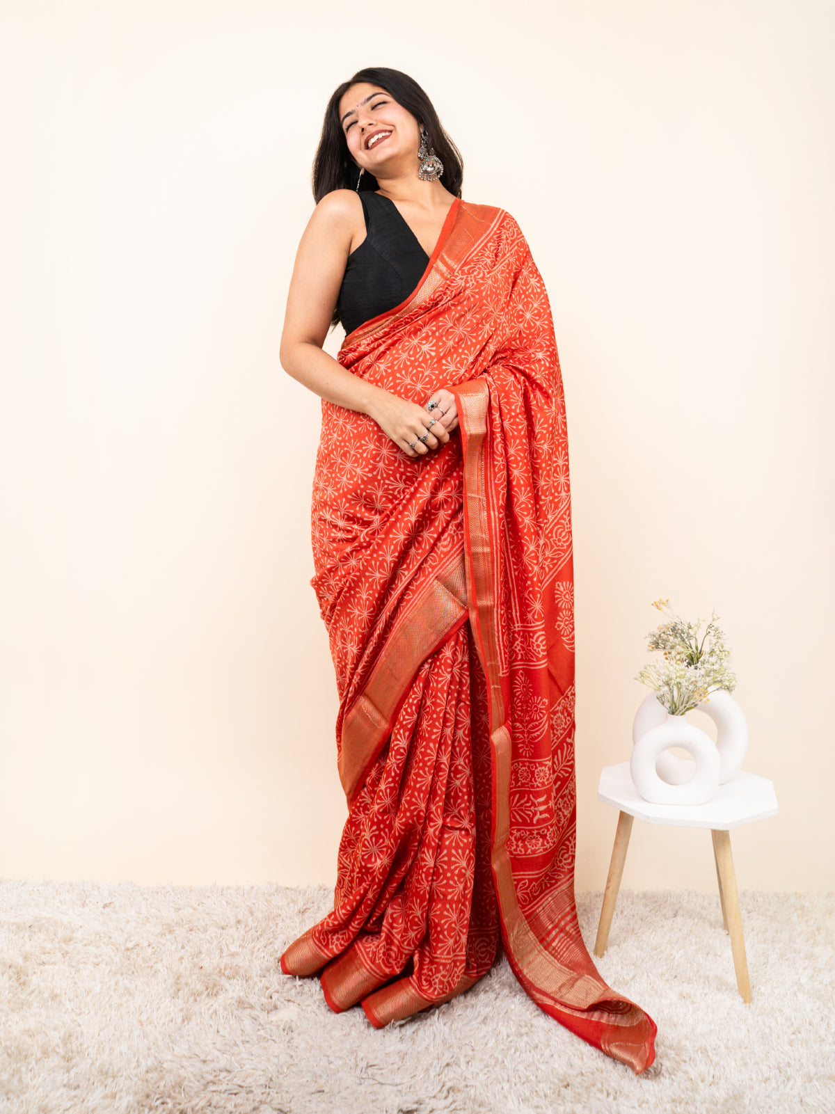 Laal Angaare  Maheshwari Cotton Silk Saree