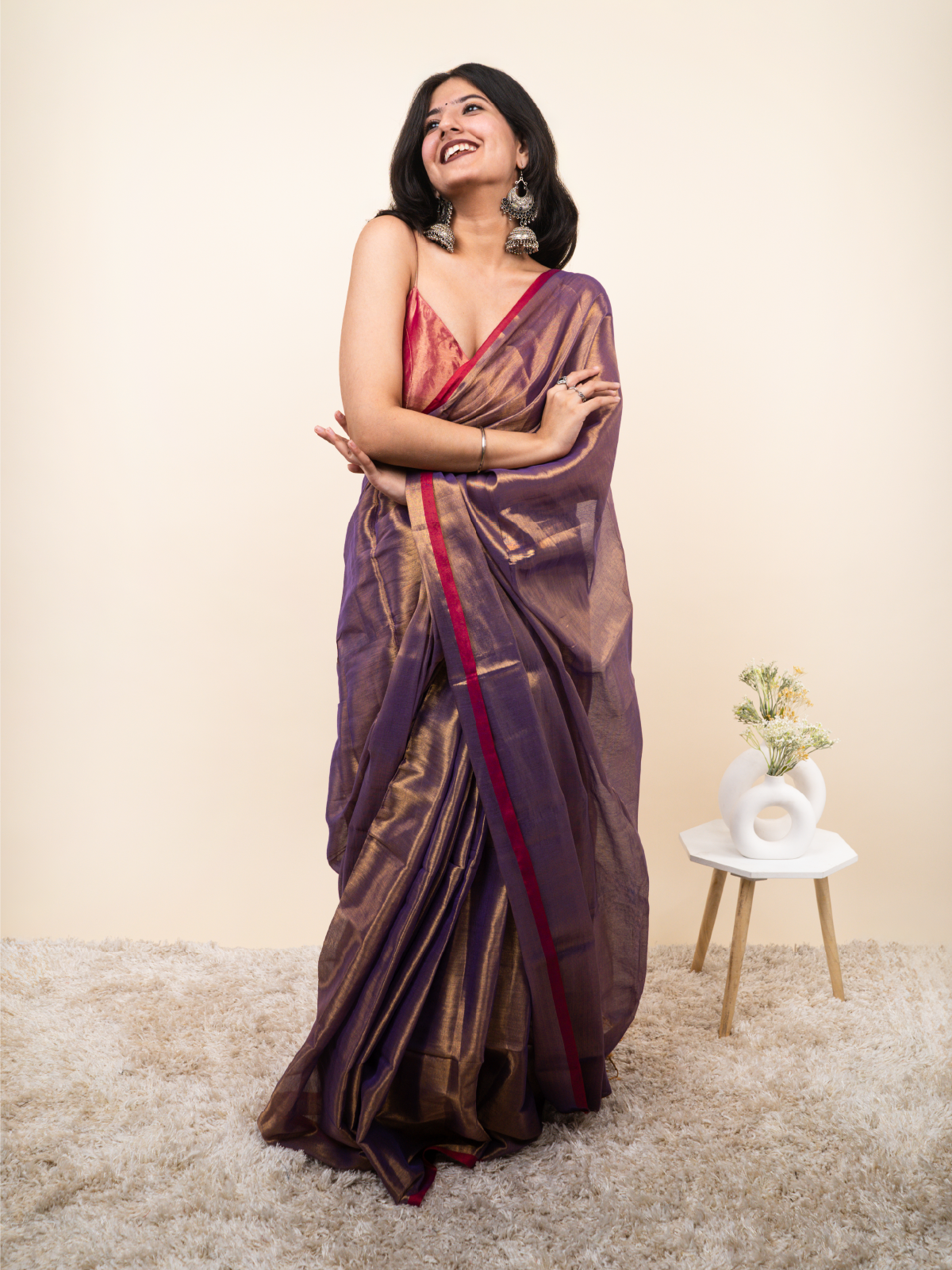 Mulberry Cotton Tissue Saree