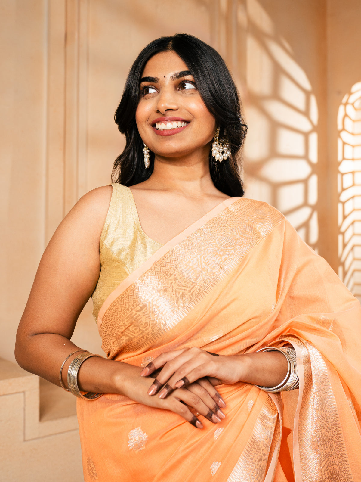 Pure Gold Banarasi Cotton Silk Saree