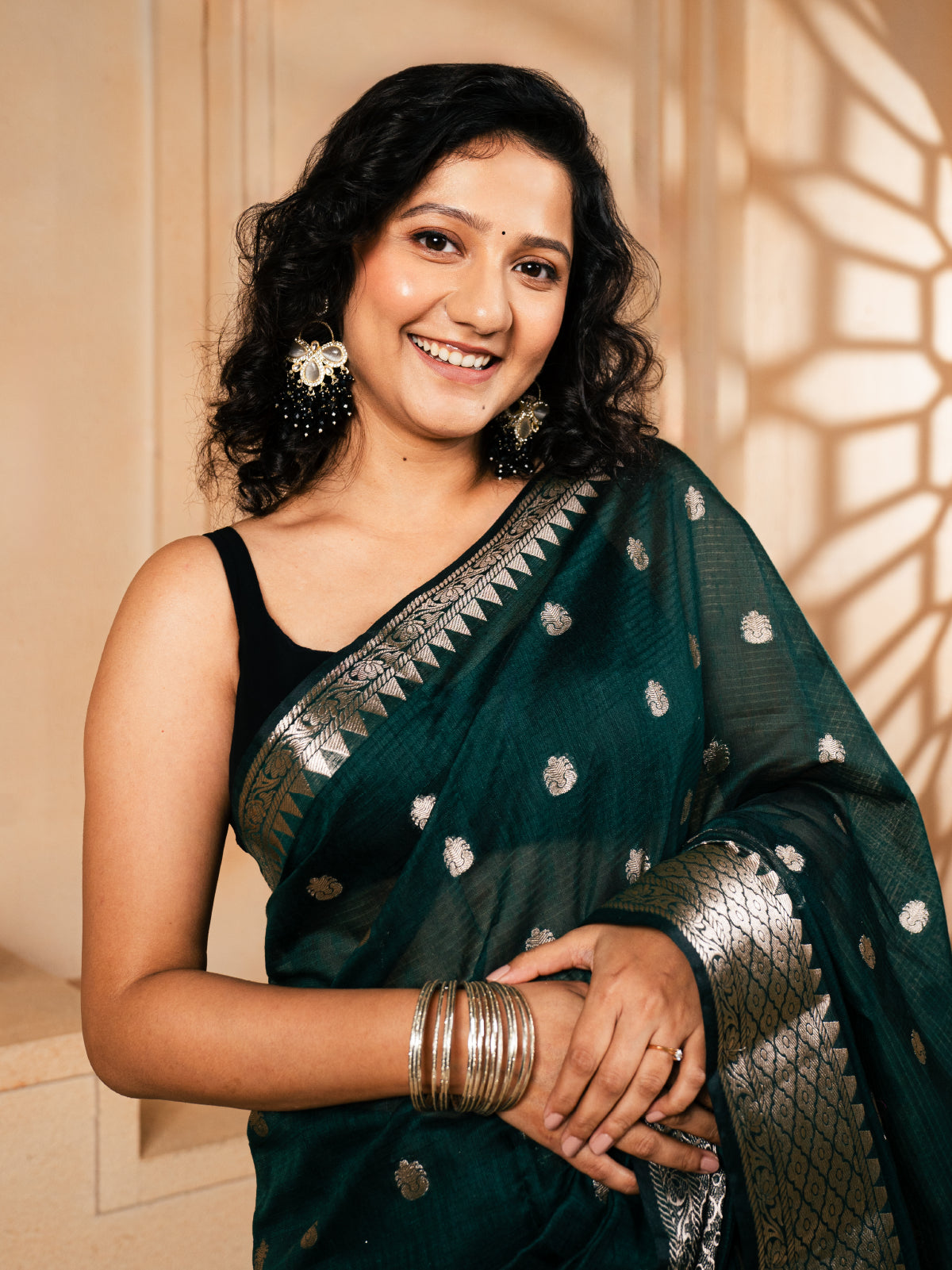 Silver Flower Banarasi Cotton Saree