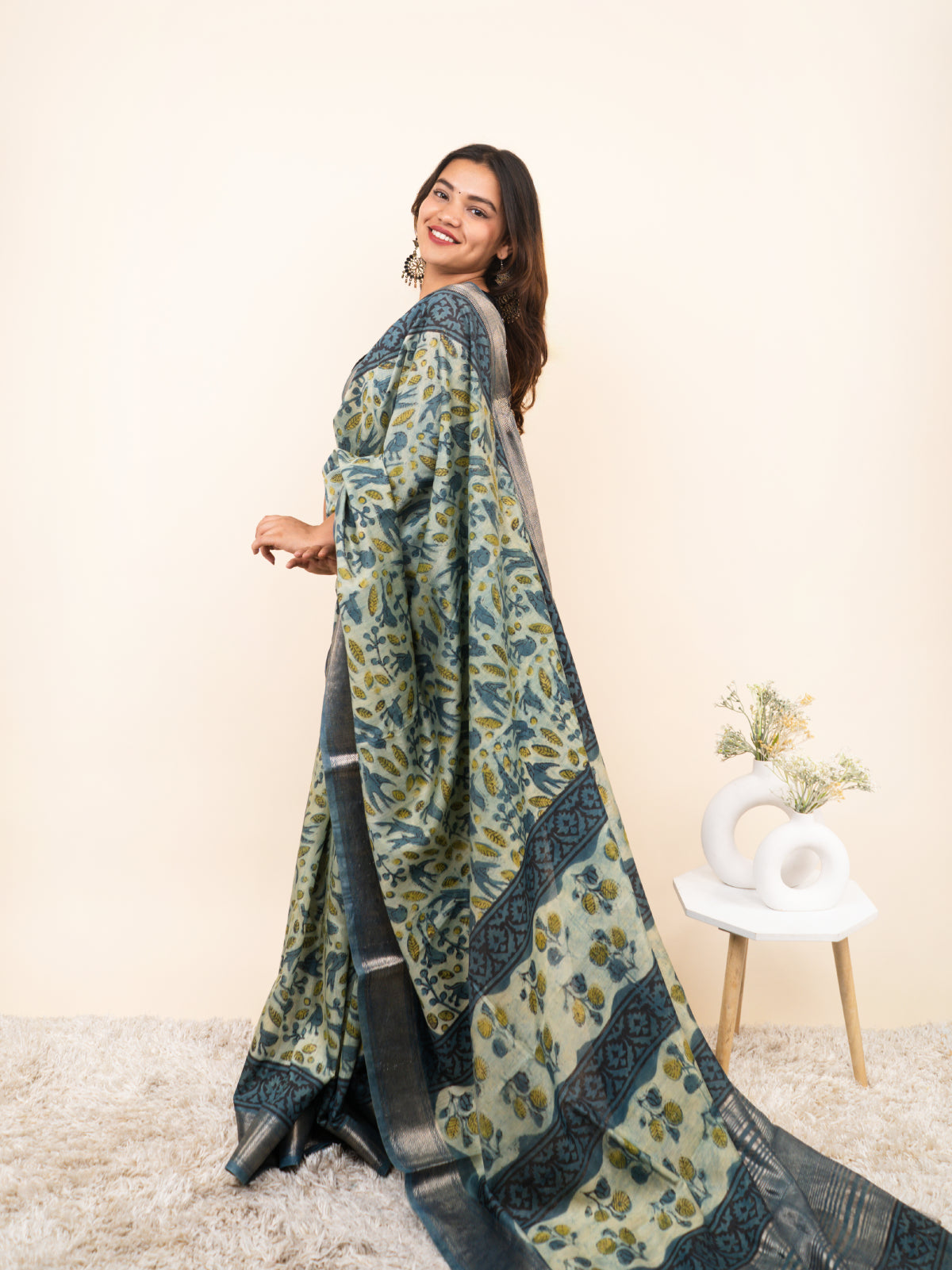 Noorani Jhalak Maheshwari Cotton Silk Saree
