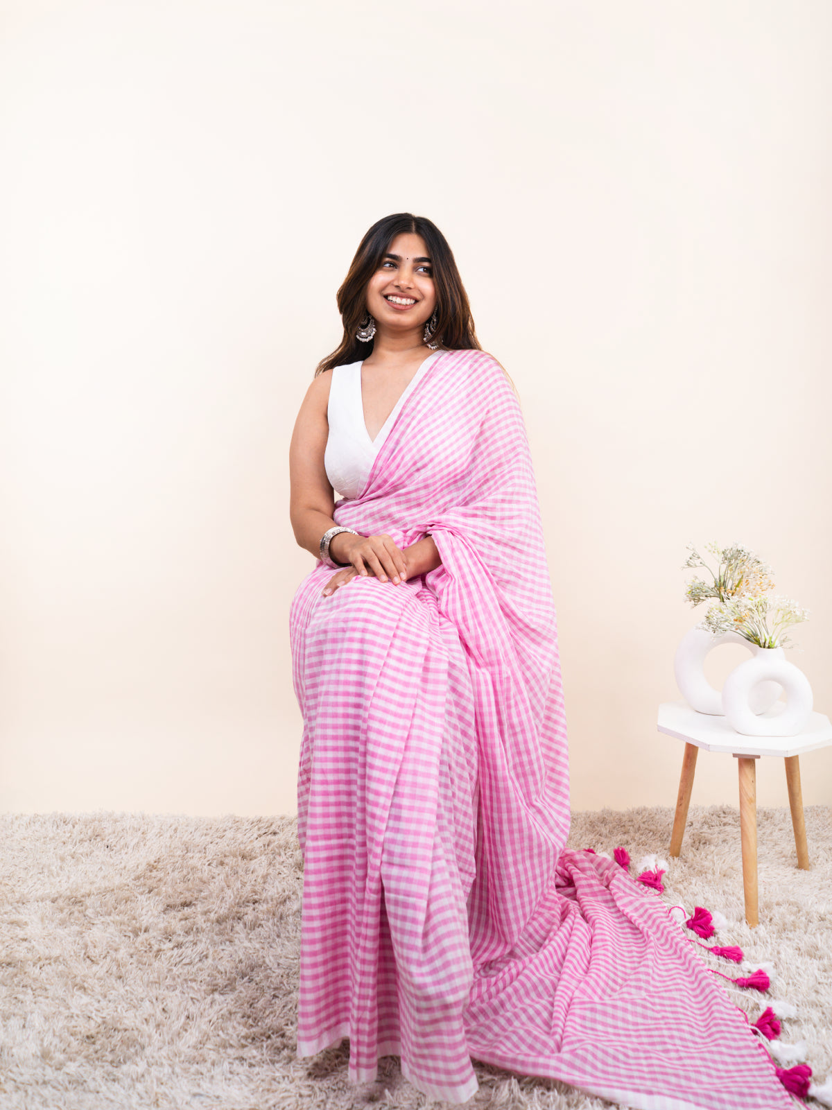 Isha Checks Mulmul Saree