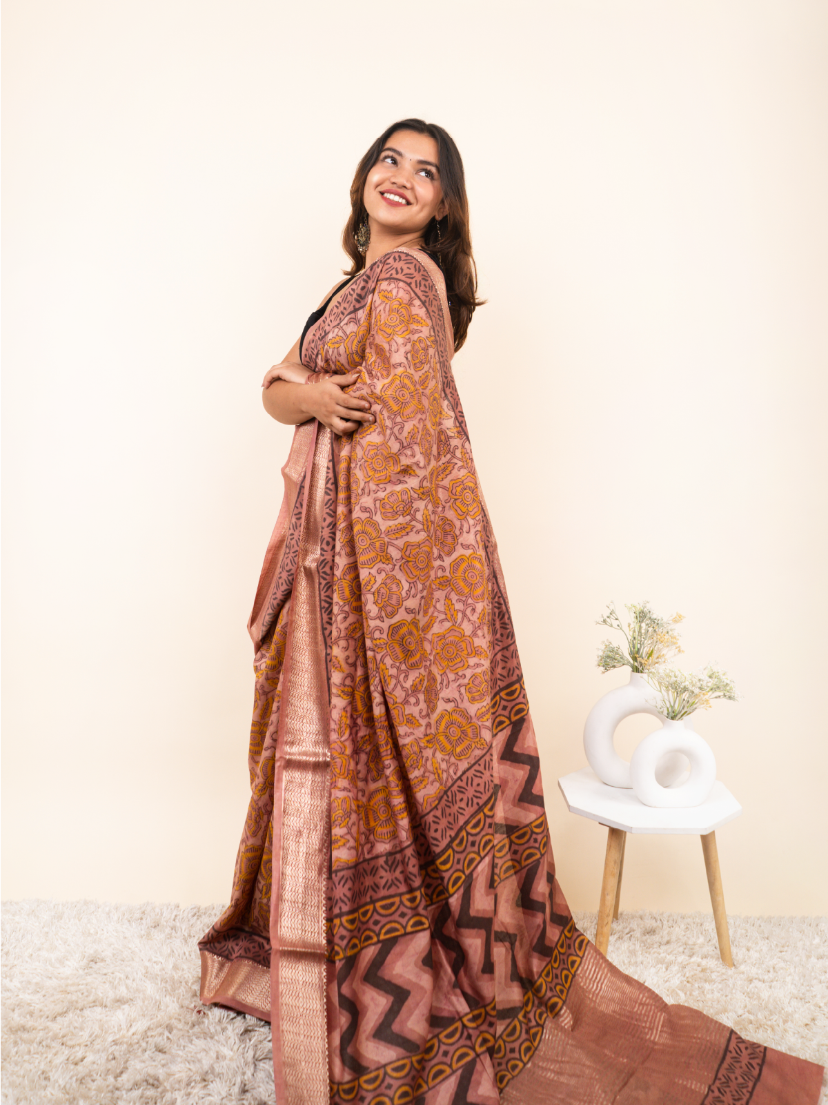Sky Light Maheshwari Cotton Silk Saree