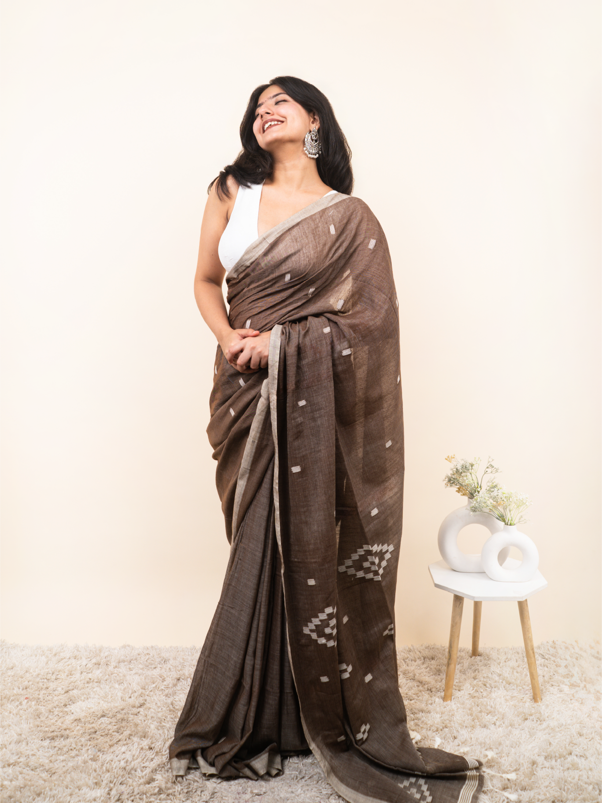 Sandal Shade Cotton Saree