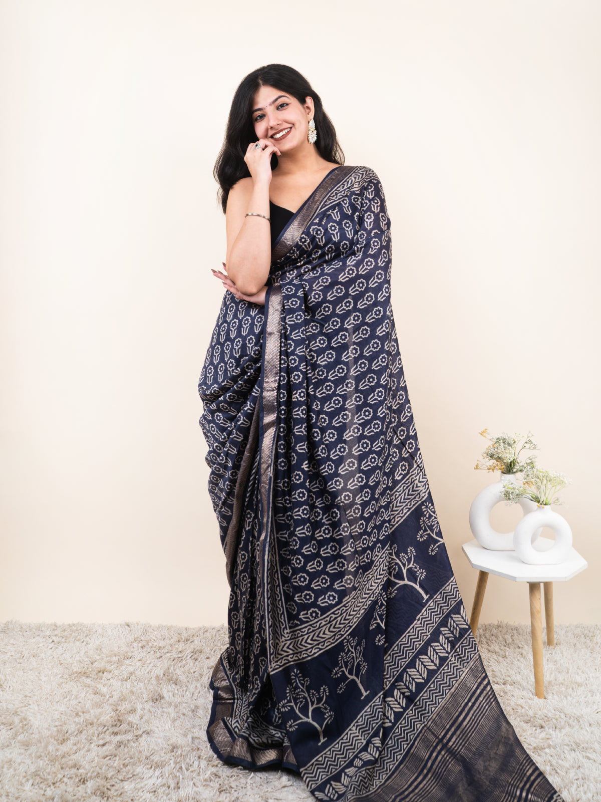 Sea Star Maheshwari cotton Silk Saree