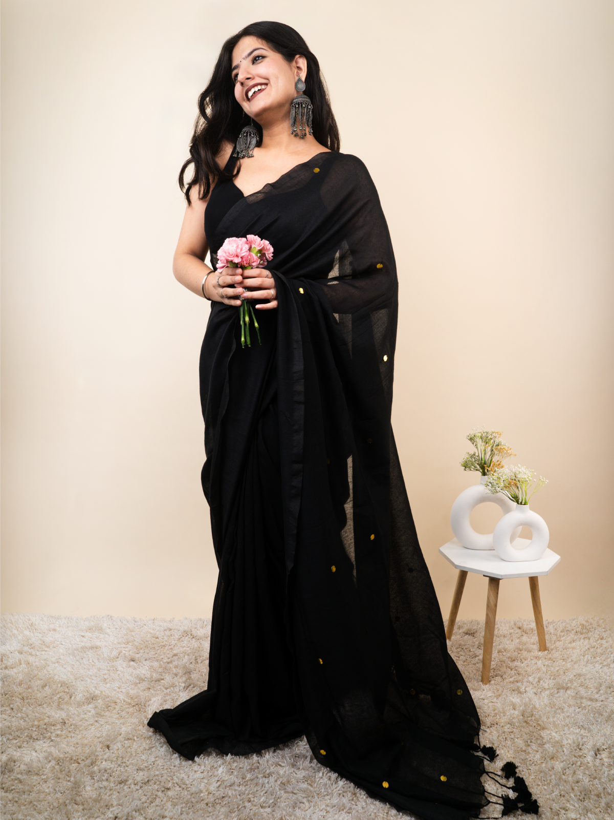 Midnight Khadi Cotton Saree