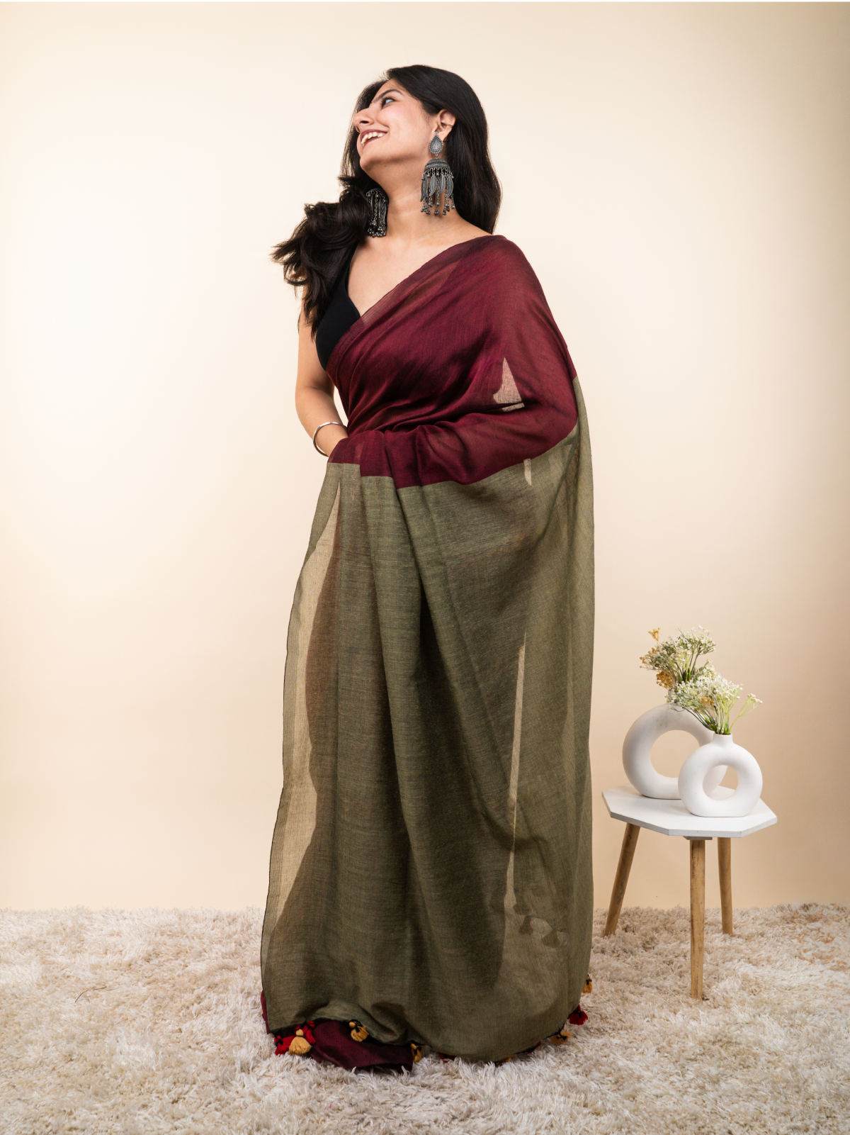 Ruby Khadi Cotton Saree