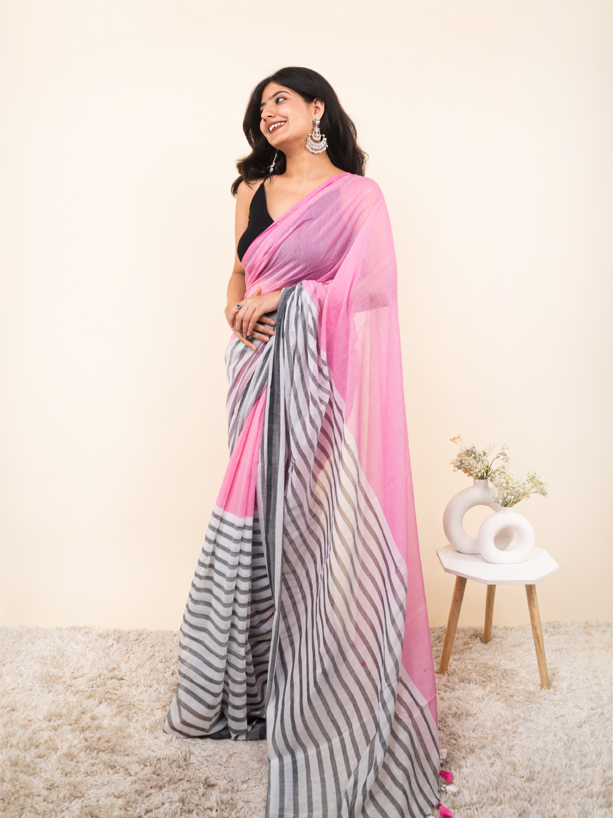 Rosy Threads Mulmul Saree