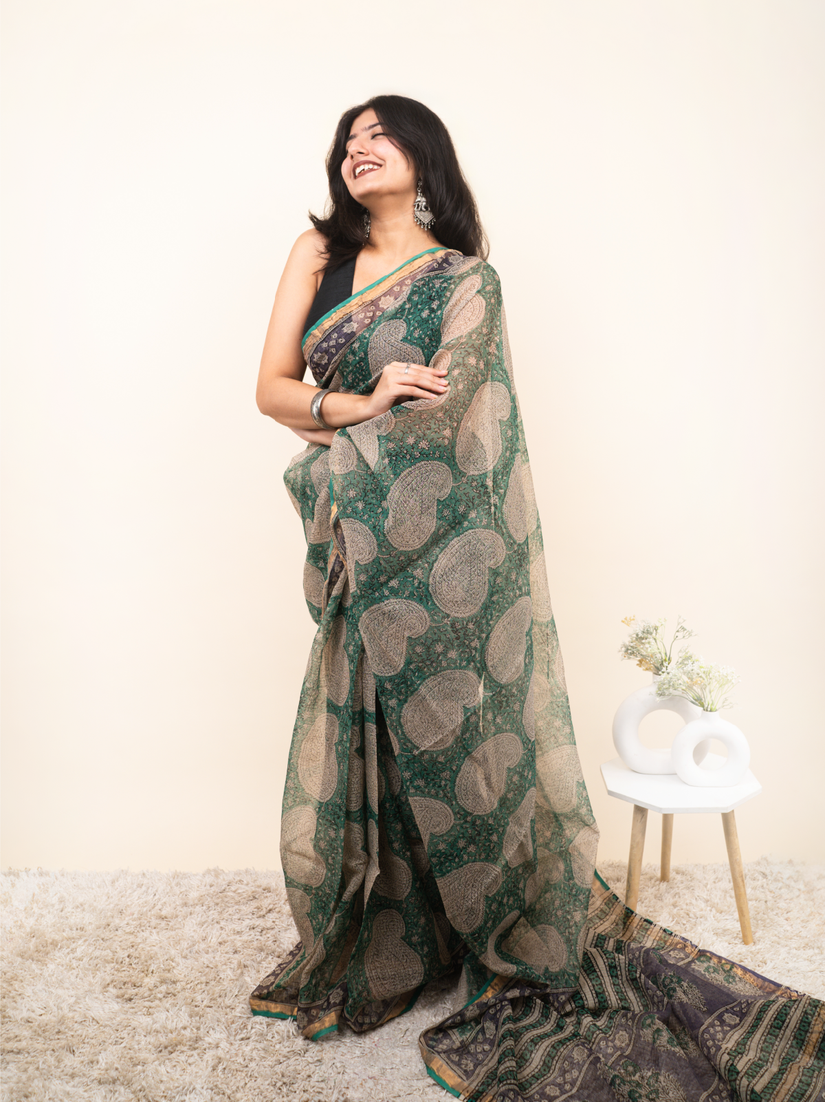 Hari Chandni Kota Cotton Saree