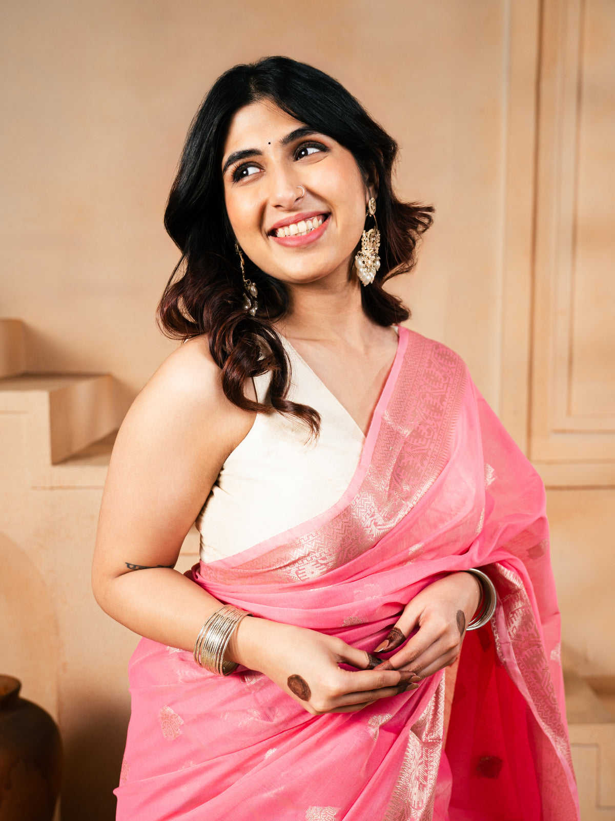 Rose Drape Banarasi Cotton Silk saree