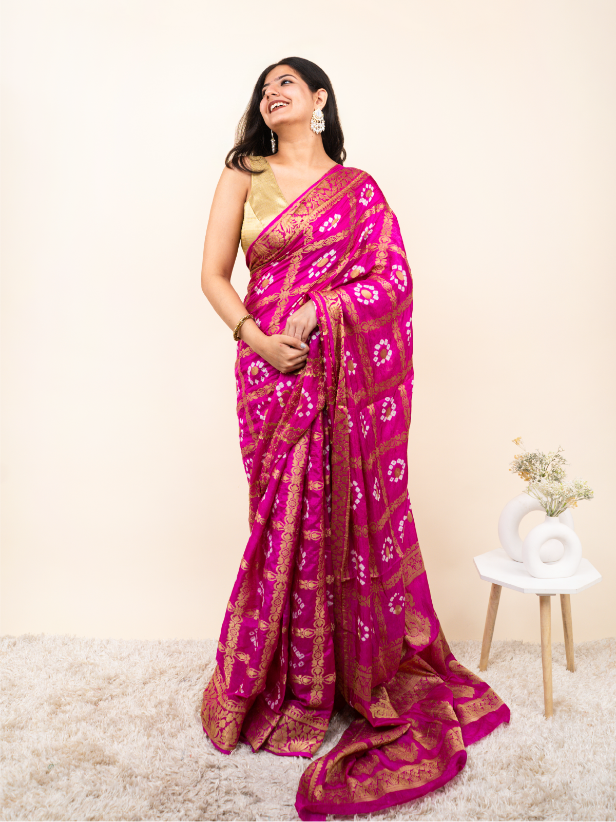 Gulbandh Bandhani Cotton Silk Saree