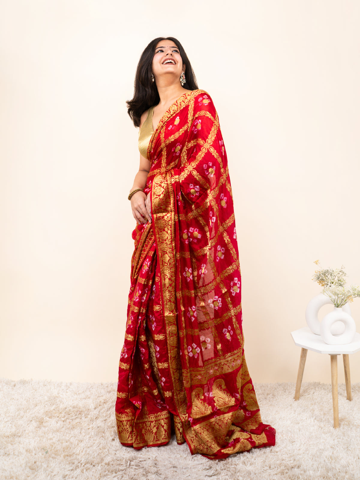 Rangdhora Bandhani Cotton Silk Saree