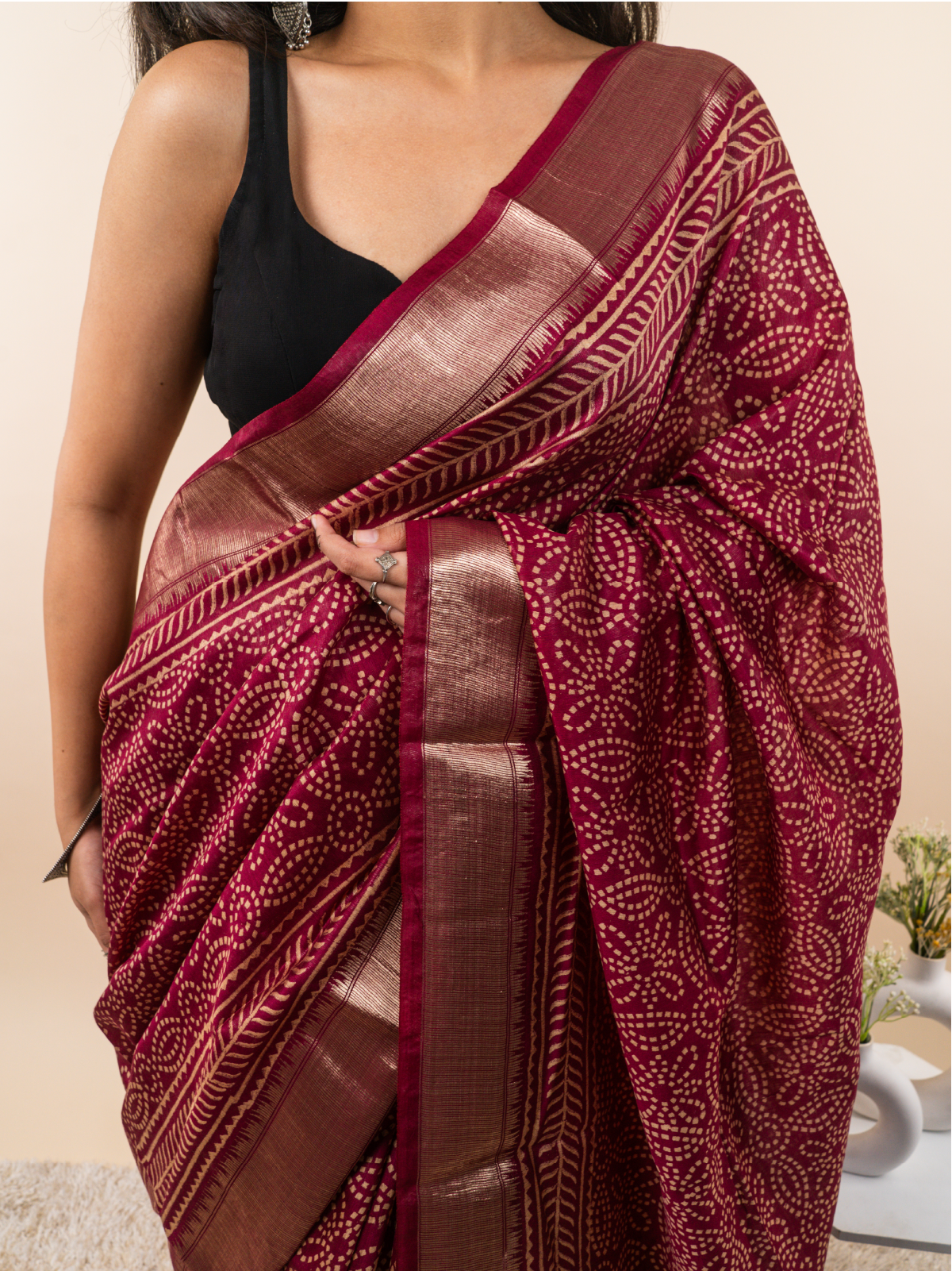 Dhagon Ka Sang Maheshwari Cotton Silk Saree