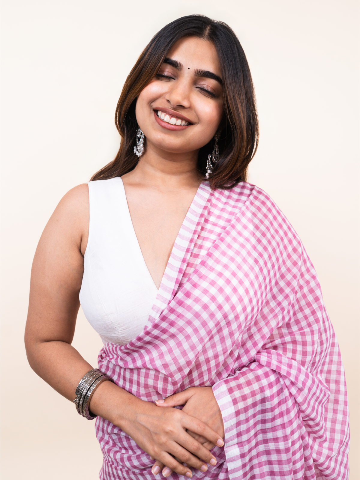 Rani Checks Mulmul Saree