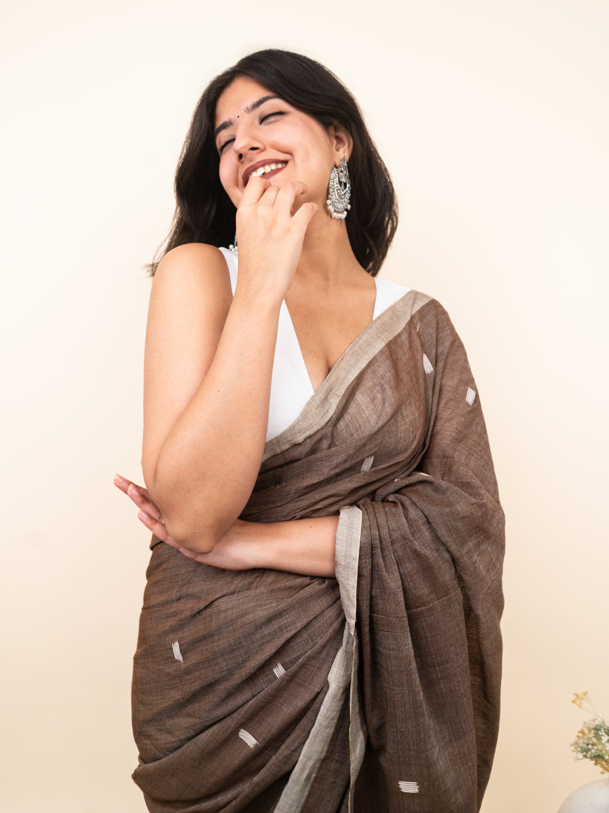 Sandal Shade Cotton Saree