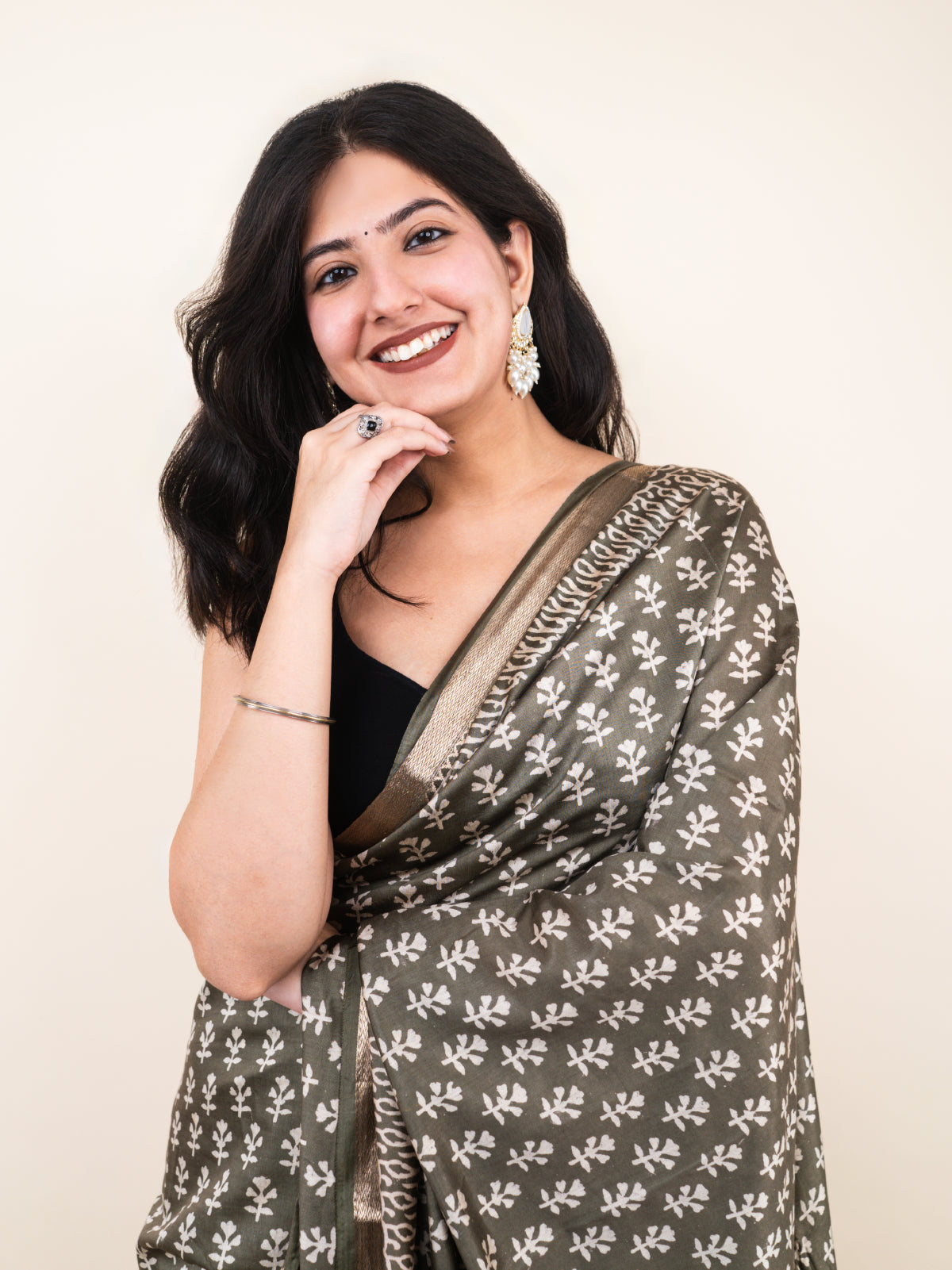 Noir Maheshwari Cotton Silk Saree