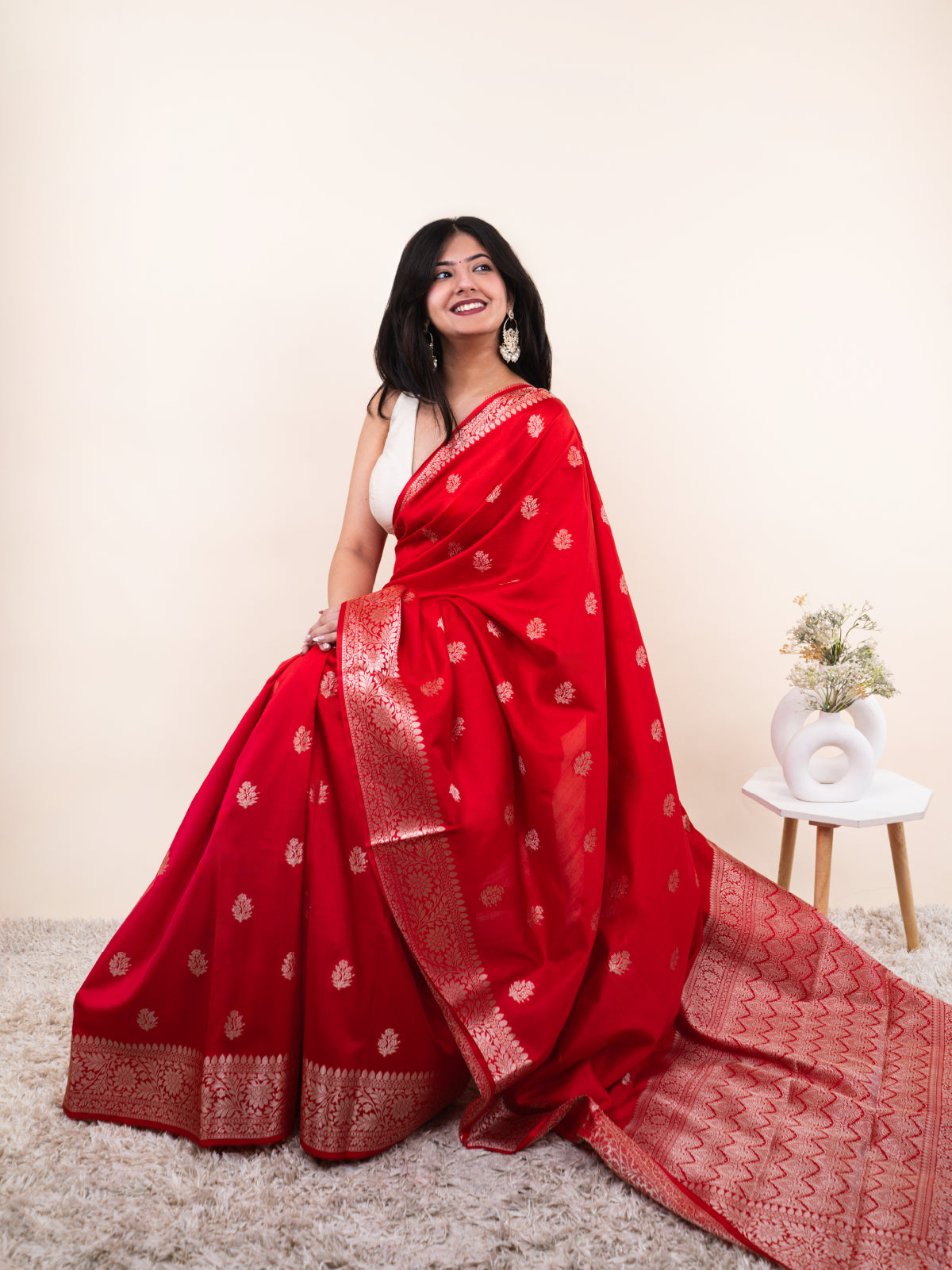 Red Bloom Silk Saree