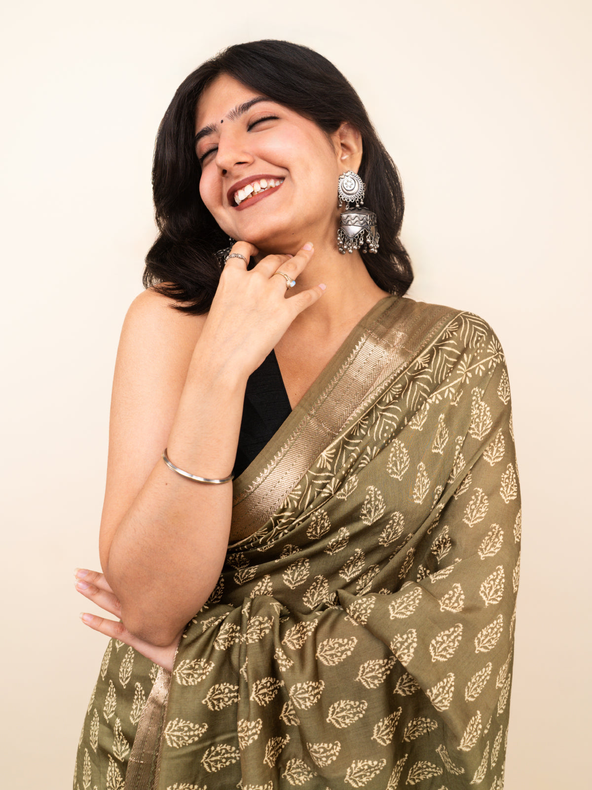 Kora Itihaas Maheshwari Cotton Silk Saree