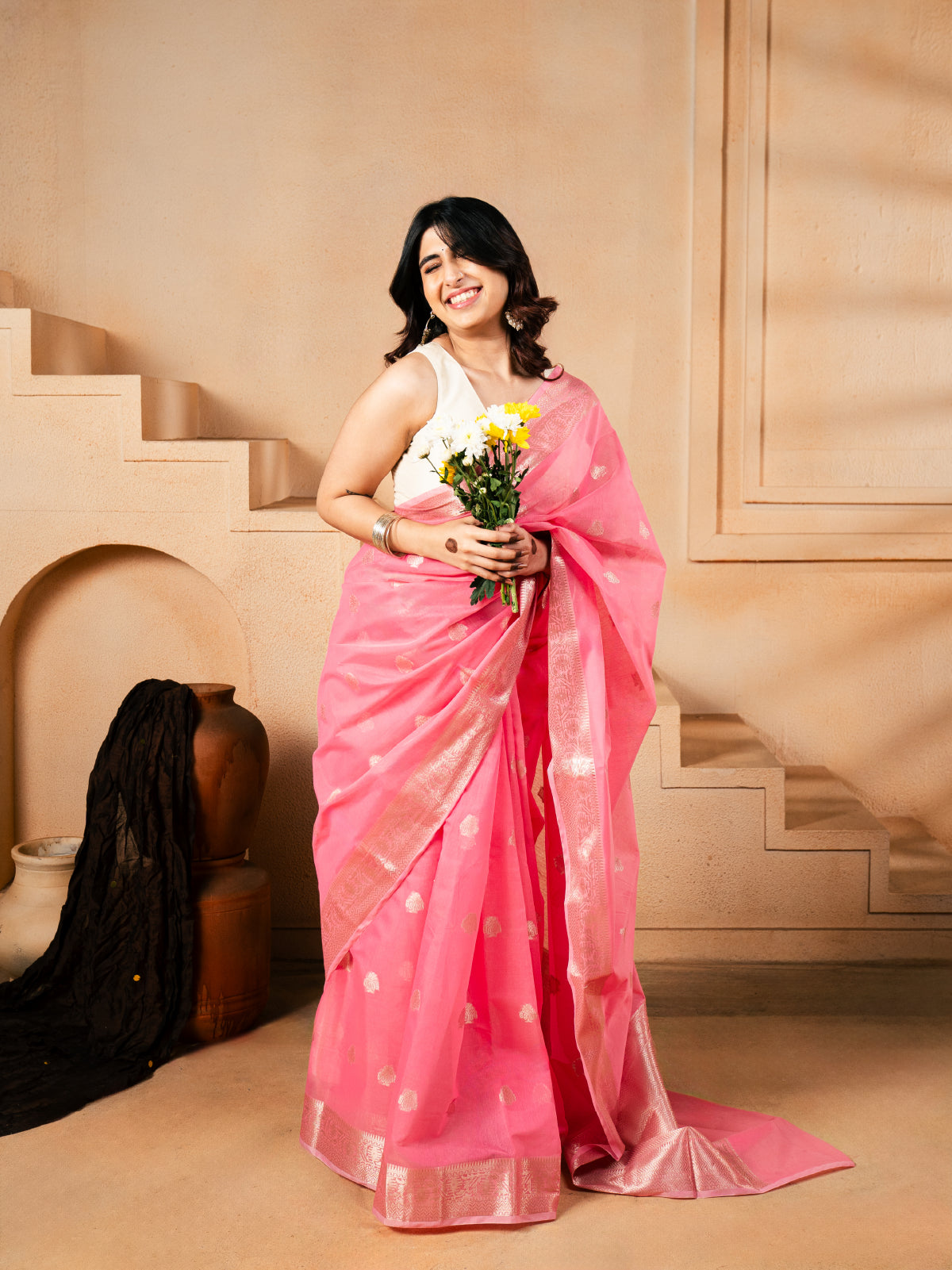 Rose Drape Banarasi Cotton Silk saree