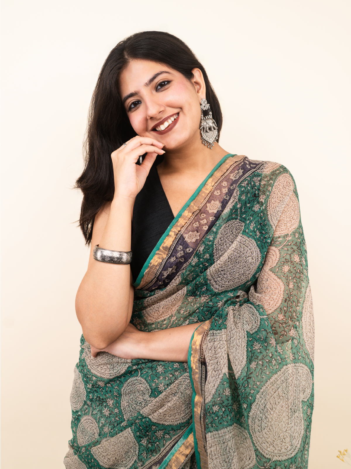 Hari Chandni Kota Cotton Saree