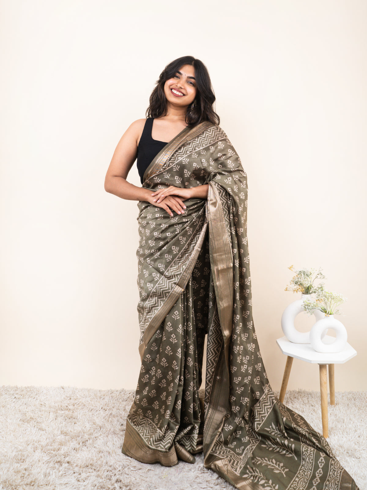 Neel Nadi Maheshwari Cotton Silk Saree