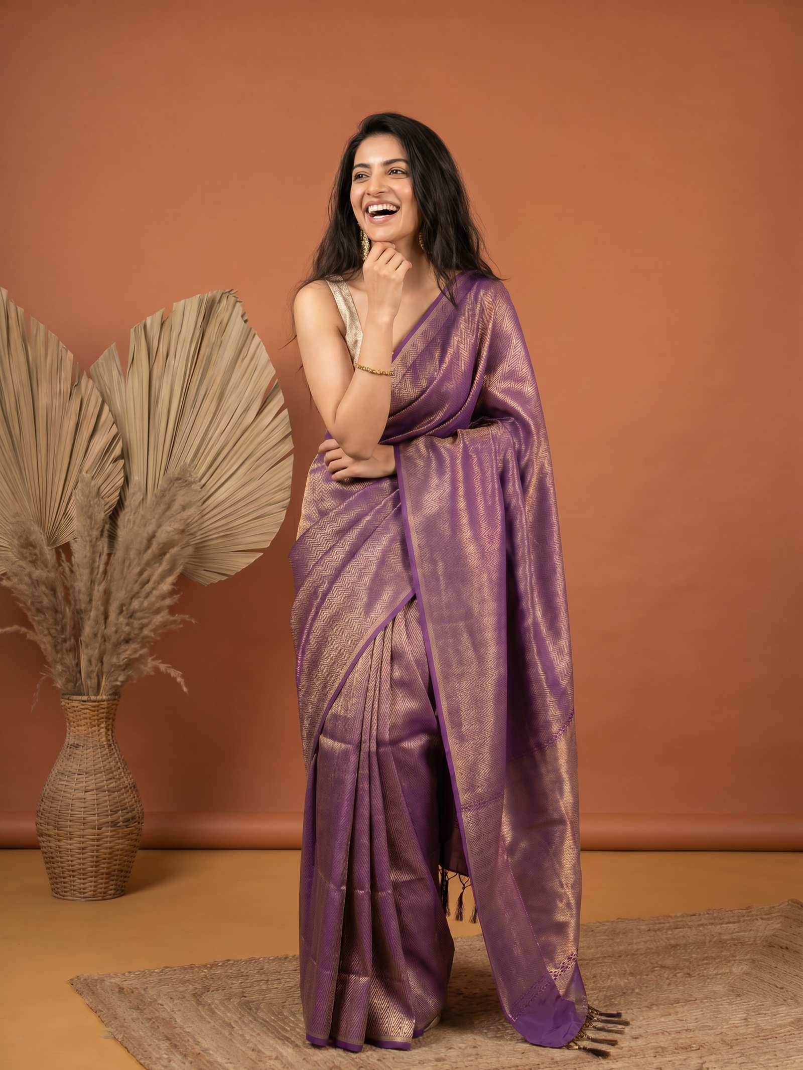 Purple Jari Cotton Silk Saree