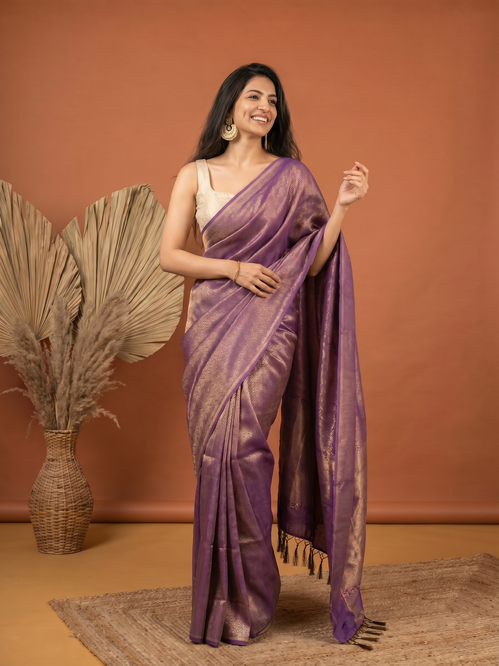 Purple Jari Cotton Silk Saree