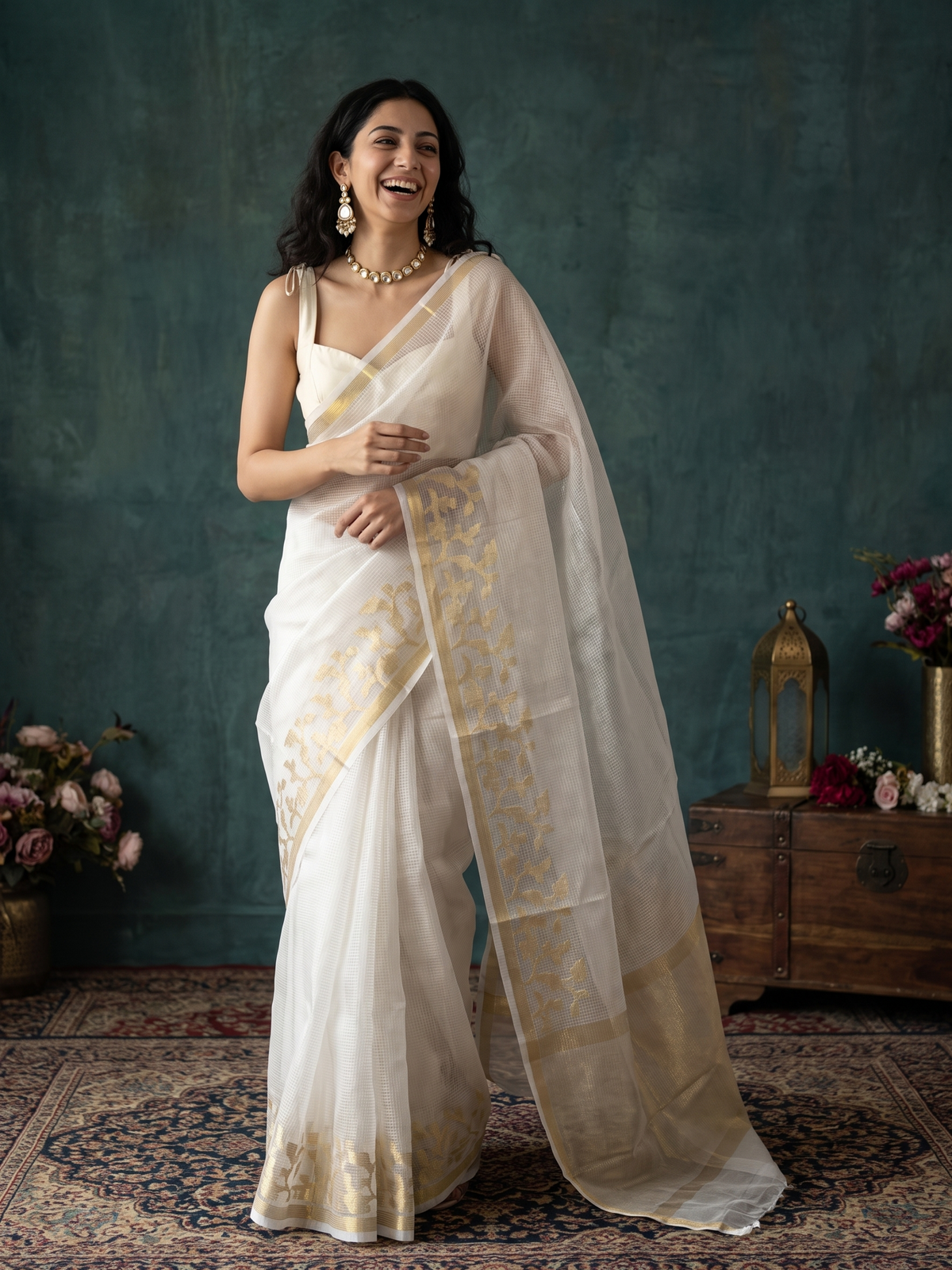 Moti Resham Kota Tissue Saree