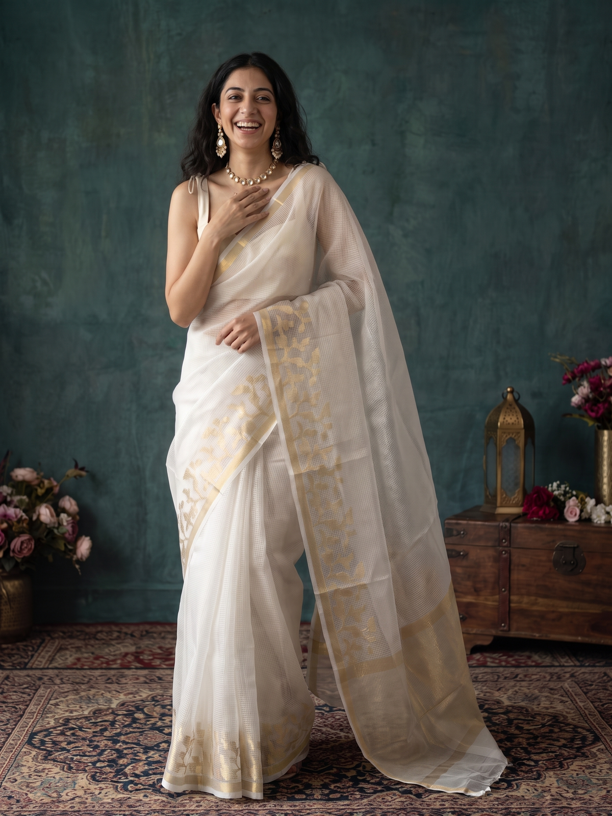 Moti Resham Kota Tissue Saree