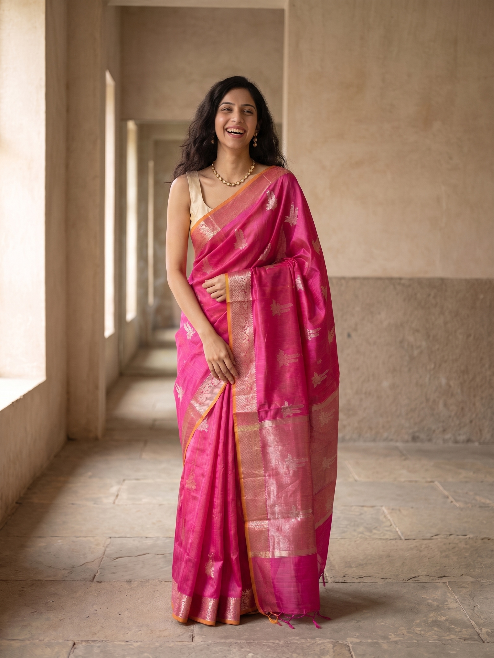 Rani Sitara Tussar Silk Banarasi Saree