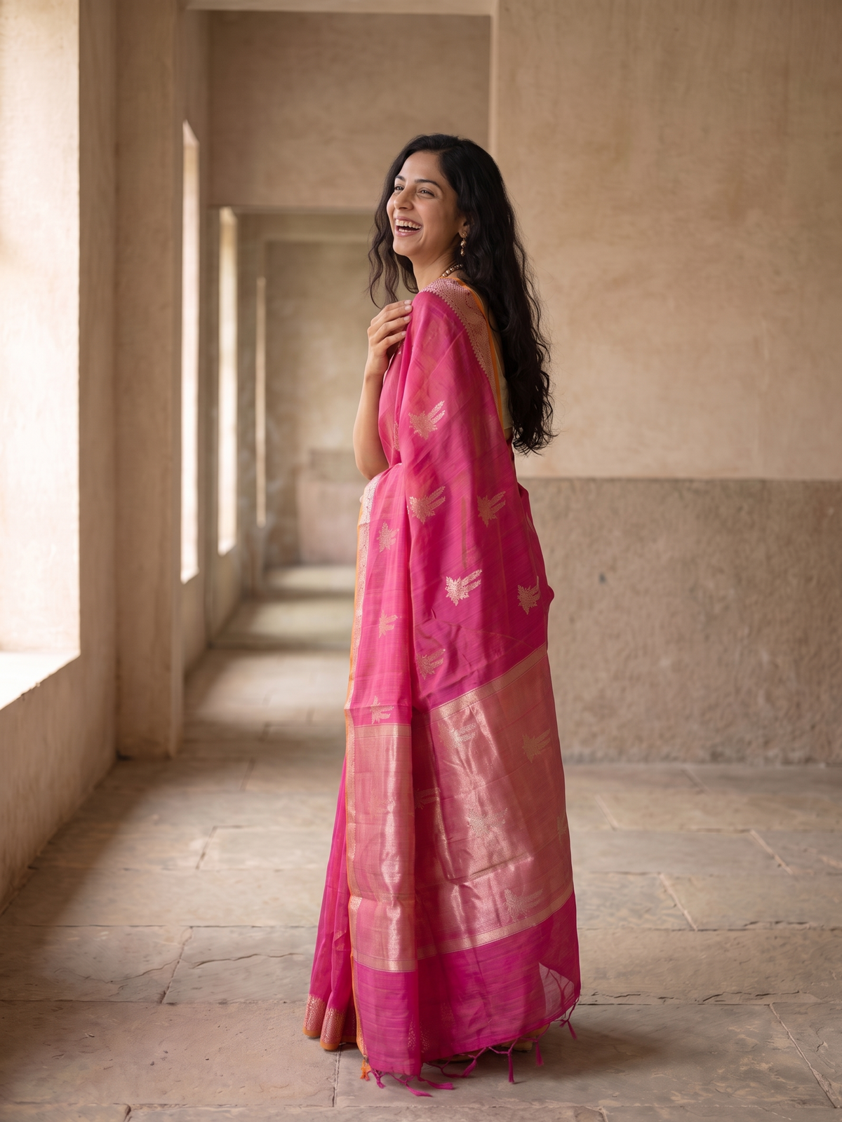 Rani Sitara Tussar Silk Banarasi Saree