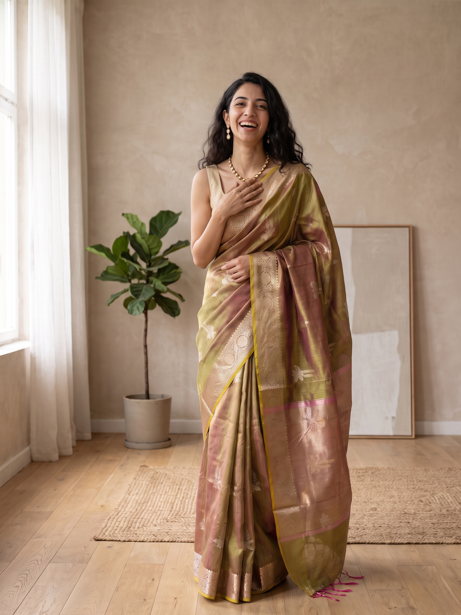 Dhoop Rani Tussar Silk Banarasi Saree