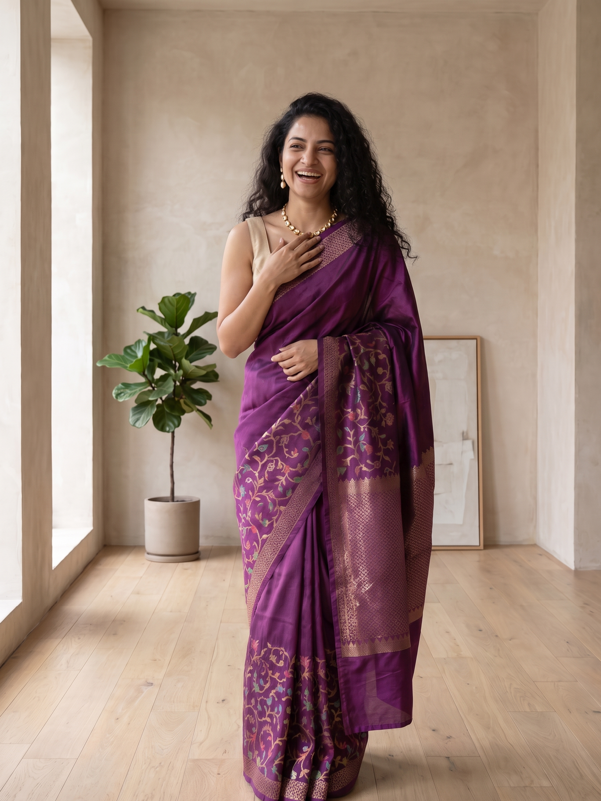 Jamuni Zari Banarasi Cotton Saree