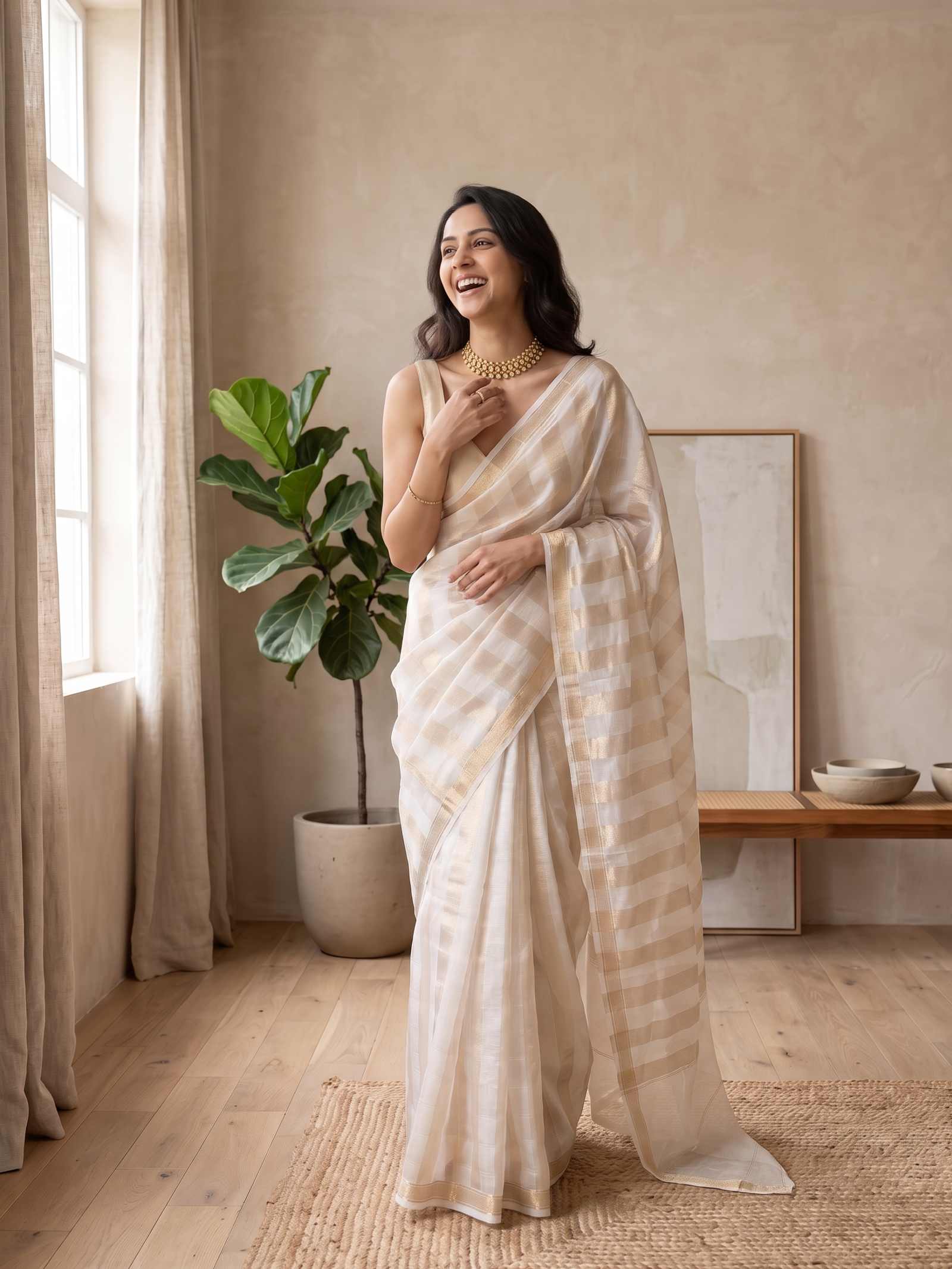 Sona Rani Kora Tissue Saree