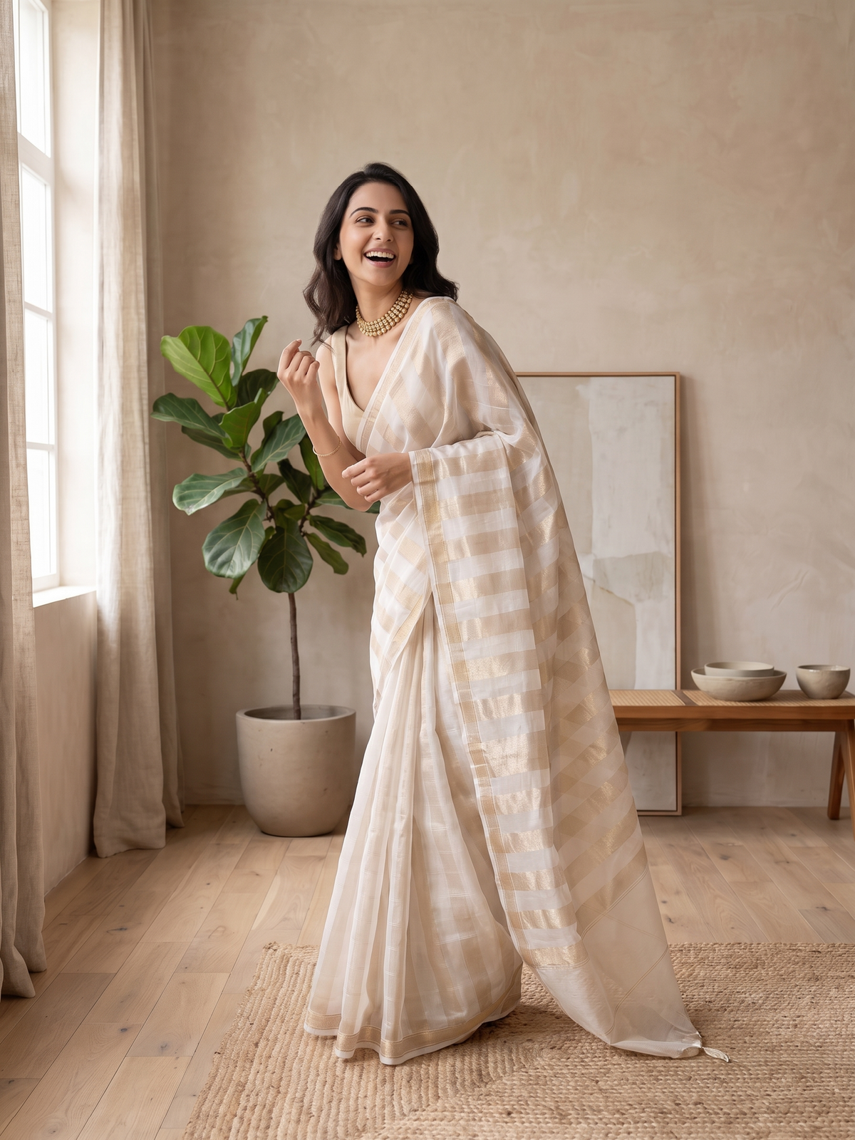 Sona Rani Kora Tissue Saree